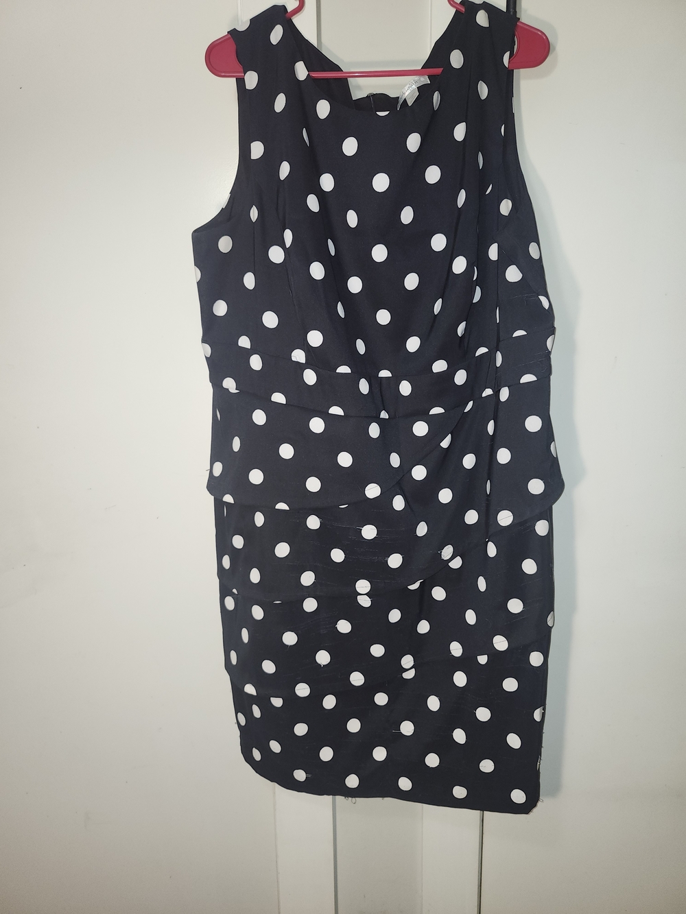 Classic Navy Polka Dot Sleeveless Sheath Dress